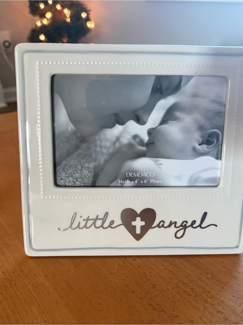 Demdaco White Little Angel Photo Frame with Heart Cross Accent